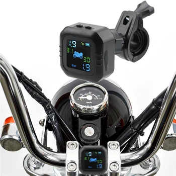 LEEPEE TPMS Moto Riepu Spiediena Riepu Temperatūras kontroles Signalizācijas Sistēma LCD Displejs ar 2 Ārējiem Sensoriem, Bezvadu Motociklu