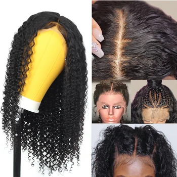 LEVITA afro kinky cirtaini cilvēka matu parūka 4×4 mežģīnes slēgšanas parūka lēti Brazīlijas cilvēka matu Parūkas parūka sievietēm ne-remy 150% Blīvums