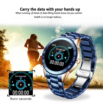 LIGE Tērauda Band Smart Skatīties Vīrieši sirdsdarbība, Asins Spiediena Monitoru, Sporta Daudzfunkciju Režīmu, Fitnesa Tracker Ūdensizturīgs Smartwatch