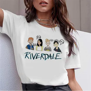 LUSLOS Riverdale Draugiem T Krekls Sievietēm Vasarā Īsām Piedurknēm O-veida kakla White Gadījuma Tshirt Homme Plus Lieluma Streetwear Vintage T-krekls