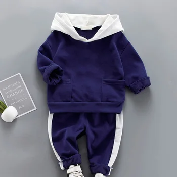 Lācis Līderis Bērniem, Apģērbi Bērniem Zēnu Rudens Gadījuma Tērpiem, Toddler Zēni Aktīvi Cietā Komplekti 2GAB garām Piedurknēm Hoodies Drēbes