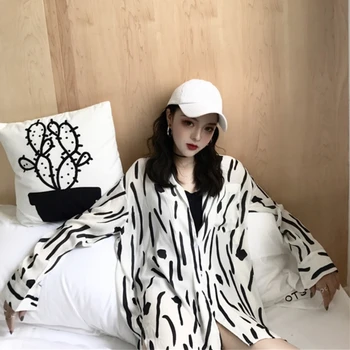 Līdz 2018. gada Pavasarī, Rudenī Jaunu Fashiom Sieviešu Apģērbu Bezmaksas Lielums Savukārt Apkakle Blūze Zaudēt Zebra Drukas Sieviešu Krekli YZH294