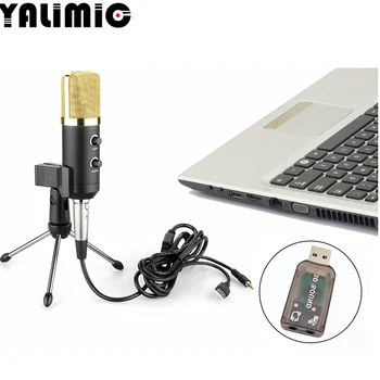 MK-F100TL Vadu Kondensatora mikrofons USB Skaņas Ierakstīšanas Mikrofons ar Statīvu, lai Čatā Dziedāt Karaoke Klēpjdatoru Skype