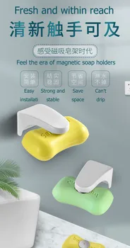 Magnētiskā ziepju turētājs magic soap box bezmaksas perforēta ziepju turētājs drenāžas ziepju turētājs vannas istaba tualetes ziepes kaste