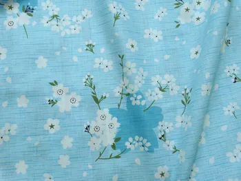 Mazi, balti ziedi Ķiršu ziedi kokvilnas auduma mājas tekstila audums DIY Aizkaru, bērnu, bērnu gultas sega, raibs audums