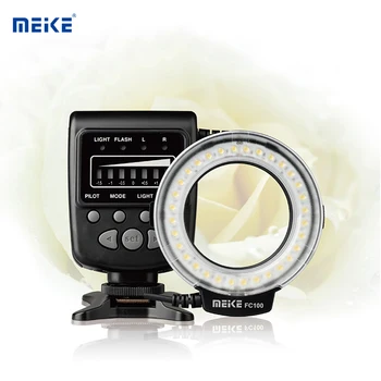 Meike FC-100 MK FC100 Makro Gredzenu LED Zibspuldzi Speedlite Gaismas Canon Nikon Olympus Pentax DSLR Kameras
