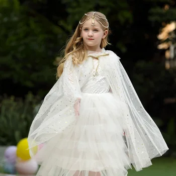 Meitenes Princese Vizuļi Apmetnis Bērniem Šalle Bērniem Saģērbt Jaka Dzimšanas Dienu, Kāzu Svinības, Cape Bērnu Tilla Mētelis Pludmales Tērpiem Valkāt