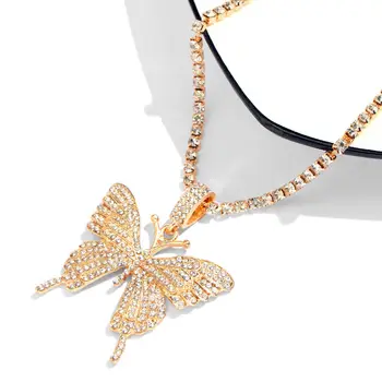 Modes Klasika Pavé Crystal Butterfly Kulons Clavicle Ķēde, Kaklarota Sievietēm Spīdīgu Temperaments Puse Rotaslietas, Aksesuāri