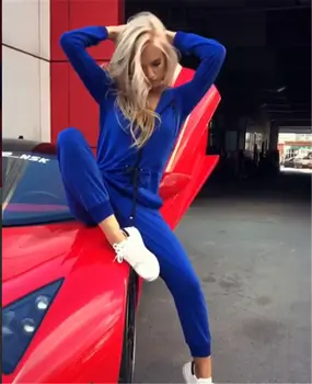 Modes Sieviešu Ikdienas Apģērbu Zipped Augšu garām Piedurknēm pelēkā vārna Jumpsuit Gadījuma Playsuit Garas Bikses Cietā Sporta zāle
