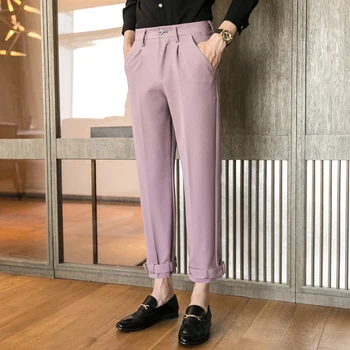 Modes Vīriešu Uzvalku Bikses Gadījuma Potītes Garums Harēma Bikses Vīriešu Streetwear Biznesa Kleitu Bikses Kāzu Uzvalku Bikses 2020