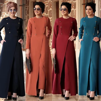Musulmaņu Abayas Sievietēm Uzstādīt Vakarā Turcija Banketa Drēbes Divi Gabali Uzvalks Uzstādīt Maxi Kleita ar garām Biksēm Cietā Kleita, Hijab Kritumu