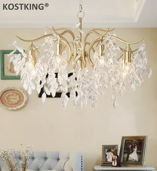 Mūsdienu Amerikāņu Klasiskās Kristāla lustras gaismas Dzīvojamā Istaba/guļamistaba zelta apturēta led lustras virtuves apgaismojuma armatūra