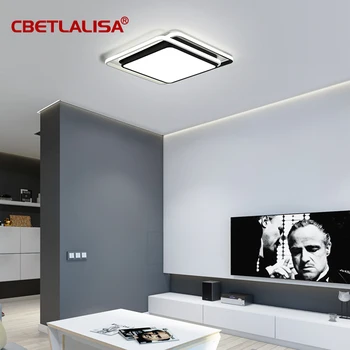 Mūsdienu Lustras LED Lampas Dzīvojamā Istabā, Guļamistabā, Mācību Telpa, Balta melnu krāsu uz virsmas montēta Lustras deco AC85-265V