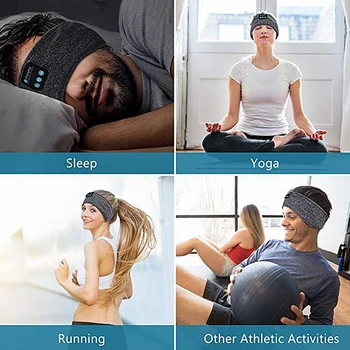 Mūzikas Miega Austiņas Bezvadu Bluetooth 5.0 Austiņu Galvu Sporta Joga Fitness Darbojas Stereo Austiņas Lakatu Ap Galvu Stiprināmas