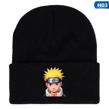 Naruto Anime Hokage Ninja Sharingan, Beisbola Cepurītes Adītas Ziemas Siltas Cepures Vīrieši, Sievietes Zēni, Meitenes Elastīga Melna