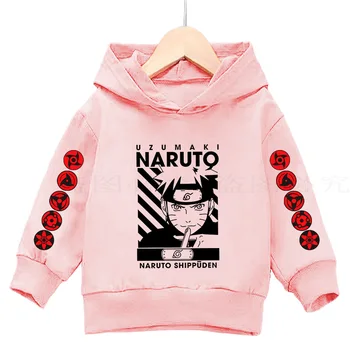 Naruto Anime Sasuke Karikatūra Drukātā veidā Kokvilnas Hoodies Bērniem harajuku sporta Krekli Zēniem, Meitenēm, Džemperi Bērnu Drēbes pelēkā vārna