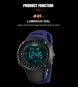 OHSEN pavisam jaunu ciparu LED modes rokas pulkstenis vīriešu vīriešu dāvanas gumijas siksniņa sarkanā modes digitālo āra sporta militāro pulksteņi