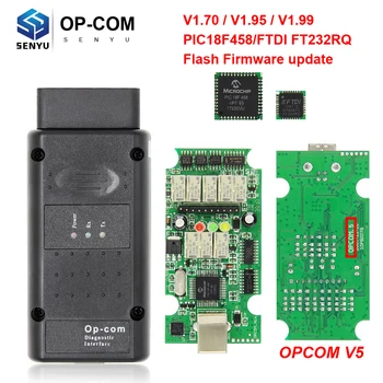 OP COM V5, Lai Opel 1.70 1.95 1.99 PIC18F458 OPCOM Flash Firmware update FTDI FT232RQ OBD OBD2 Skeneris, Auto, Auto Diagnostikas rīks