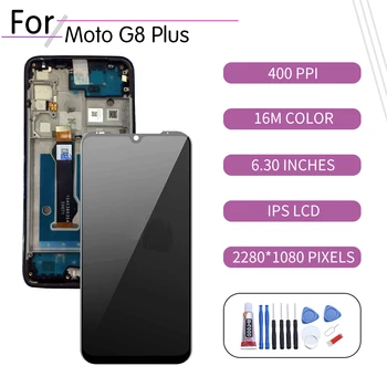 Oriģināls Par Motorola Moto G8 LCD Plus skārienekrāns Digitizer Montāža Motorola G8 Plus Displeja Nomaiņa XT2019 G8 spēlēt