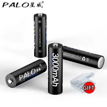 PALO 4gab AA Uzlādējamas Baterijas 1,2 V AA 3000mAh Ni-MH Iepriekš uzlādētu Uzlādējamos Akumulatorus, 2A Bateria Fotokameras Rotaļlietas Mikrofons