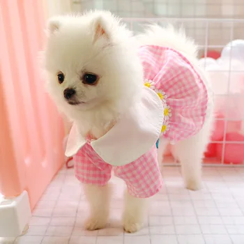 Pet suņu apģērbu Kucēns pleds Drukāt ziedu kleitu Teddy Hiromi suņu Kostīms, silts Gadījuma Produkti petshop Pavasara vasaras Jauki
