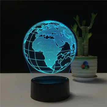 Radošā Zemes Globuss 3D Karte Lampu 7 Krāsu Gultas, Guļamistabas LED USB Nakts Gaisma Mājās Decoracao Kis Dāvanu Rotaļlietas