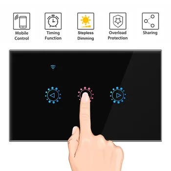 Regulējamas Wifi Sienas Touch Switch Stikla Panelis Tumšāks Ewelink programmas Atbalstu Alexa, Google Home MUMS Dimming Balta, Melna Smart Switch