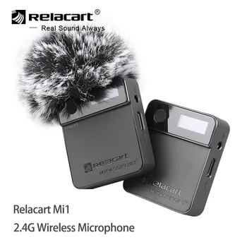 Relacart Mi1 2.4 G Bezvadu Mikrofonu sistēmas Uztvērējs, Raidītājs Komplektā 3.5 mm Lavalier Mikrofons DSLR Kameru Tālruņiem