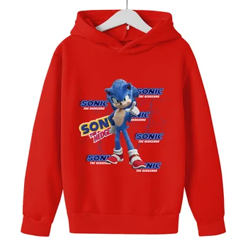 Rudens ziemas 3-14 zēnu drēbes Sonic Ezis hoodies tīņi ar garām piedurknēm Karikatūra Pulovers Meitene ar garām piedurknēm drukāts sporta Krekls