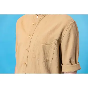 SIMWOOD 2020. gada Vasaras Jaunas kokvilnas krekli vīriešu modes trīs ceturtdaļu piedurknēm pusi pogu, džemperis, krekls plus lieluma galotnēm SJ170364