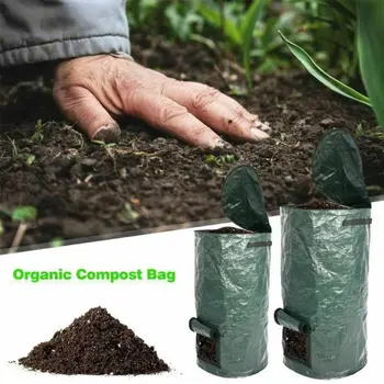 Saliekams Dārza Pagalmā Komposta Soma ar Vāku Vides Bioloģisko Rūgt Atkritumu savākšanas Atkritumu Maisi Kompostētājs Bin