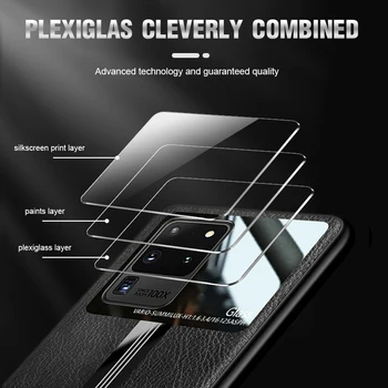 Samsung Galaxy S20+ S20 Ultra Matēts Ādas Gadījumā Samsung S10 Lite S10 S8 S9 Plus Spogulis Plexglass Telefonu Gadījumā Aizmugurējo Vāciņu