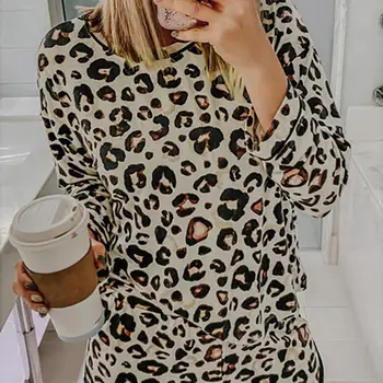 Sieviešu Pidžamas Komplekts Jaunu Gadījuma Leopards Drukāt Homewear Sieviešu Pidžamas Bikses Bikses Sleepwear Mājas Tērps Sieviešu Pidžamas 2-piece Set