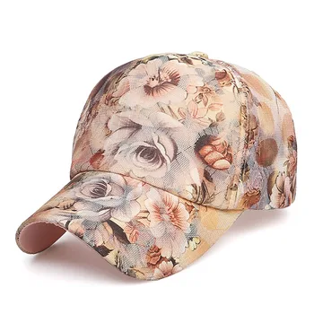 Sieviešu Vasaras Modes Vintage Regulējami Sports Ziedu Iespiesti Beisbola Cepurītes Meitenēm Snapback Hip-Hop Saules Cepures Sunbonnet Piederumi