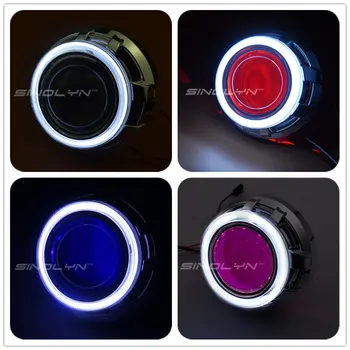 Sinolyn Projektoru Lukturu Lēcas H4 Koito Q5 D2S Bi-xenon Lēcu LED Angel Velns Acis Komplekts, Automobiļu Piederumi, Pārbūvēt Stils
