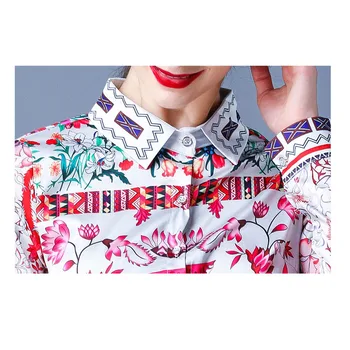Skrejceļa Zīmols Vintage Blūze Sieviešu Topi Un Blūzes 2019. Gada Pavasarī Krekls Ar Garām Piedurknēm Sievietēm Augstas Kvalitātes Modes Blusa Femininas