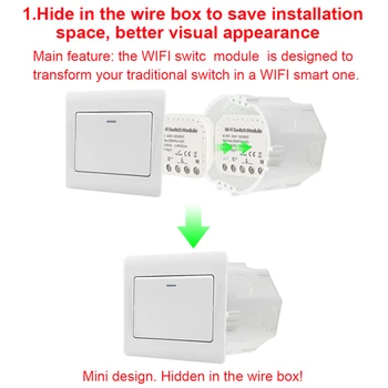 Smart Switch 1/2 Veids, 90-264V WiFi EWeLink Tuya Vadības Slēdzis Modulis, Wifi Circuit Breaker Darbu Ar Alexa, Google Smart Home