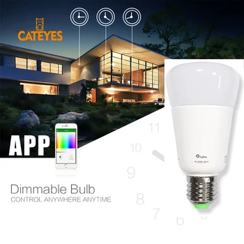 Smart home E27 9W zigbee spuldzes RGBW smart spuldzes zigbee zll bezvadu app kontroles aptumšojami zigbee lampas