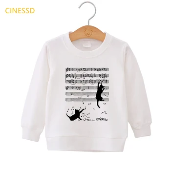 Smieklīgi Mūzikas Ņemiet Vērā, Melns Kaķis Drukas Ziemas Sporta Krekls Bērniem Hoodies Par Pusaudžu Meiteņu Un Zēnu Drēbes Biezu Džemperi Vilnas Top