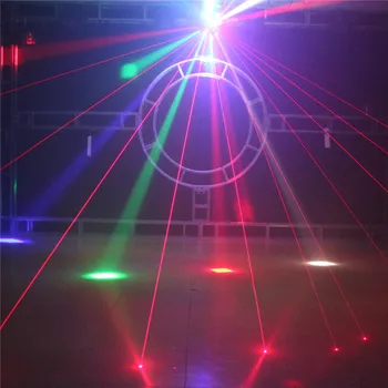 Staru Lāzeru Strobe 3in1 led futbola kustīgās galvas RGB posmā spēkā apgaismojums dj gaismas ziemassvētku lāzera disco KTV bārs puse gaismas