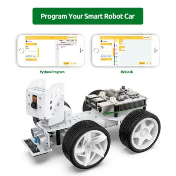 SunFounder Aveņu Pi Smart Video Robots Automašīnas Komplektu,Atbalsta Ezblock vizuālā programmēšana/ Python Programmēšanas Elektronisko DIY Robots Ki