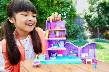 Sākotnējā Mattel Polly Pocket Pollyville Arcade Salds Ģimenes Māja Juguetes Veikalā Mini Dārgumu Kaste Bērniem Meitene Accessorie Rotaļlieta Dāvana