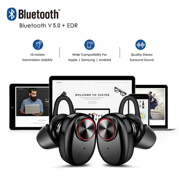 TWS Bluetooth 5.0 Austiņas Taisnība Bezvadu Earbuds, Stereo Skaļrunis Bluetooth Austiņu 5.0 Austiņas Ūdensizturīgs Ar Uzlādes Kaste