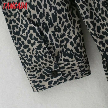 Tangada Modes Sieviešu Leopards Drukāt Brīvs Kleita Apkakli, garām Piedurknēm, Dāmas, Mini Kleitu Vestidos XN140