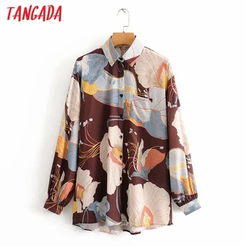 Tangada ir 2021. Sieviešu Lielgabarīta Drukāt, Krekls, Blūze Eruopean Stila, ar garām Piedurknēm, Elegants Sieviešu Krekls Topi 2J01