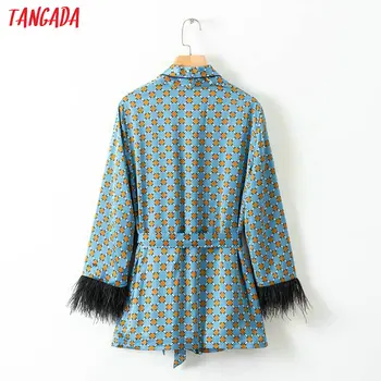 Tangada sieviešu spalvas sadrumstalotību uzvalks, žakete modes 2019 garām piedurknēm dāmas ģeometriskā drukāt žakete sieviešu biroja mētelis XD312