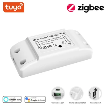 Tuya Zigbee 3.0 Smart Switch Kontrolieris Gaismu un Ventilatoru Slēdži Relejs 16A Smart Home Tālvadības Google Home Alexa Saderīgu
