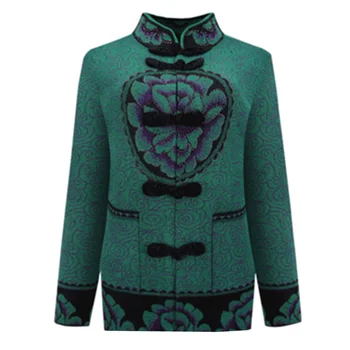 UHYTGF Rudens ziemas džemperis sievietēm Fāzēm Trikotāžas jaka Sieviešu džemperis jaka Vintage viena krūtīm siltu plus lieluma mētelis 741