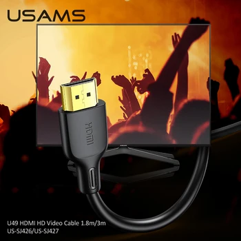 USAMS 4K 2.0 HDMI Kabeli, Video Kabeļi Zelta Pārklājumu Kopīgu 3D Kabelis Apple Tablet TV Sadalītāja Komutatoru HD Video, Audio Vads 3m