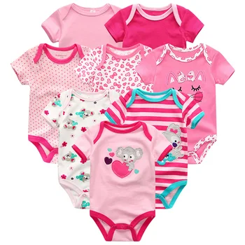 Unisex zīdaiņu apģērbu 8pcs jaundzimušie zēni meitenes bodysuit drēbes roupas de bebe kokvilnas bērnu jumpsuits īsām piedurknēm, zīdaiņu apģērbs